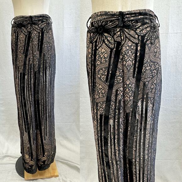 Topshop sheer pants with built in shorts velvet stripe detail size 12 goth - Picture 12 of 15